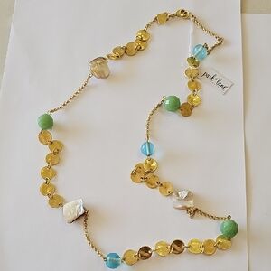 Park Lane Gold and Green Necklace with Delicate Bead Design